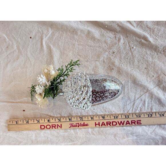 13- Silver 6” Acorn & Pinecone Shatterproof Ornaments Faux Mercury Glass EUC - Picture 9 of 10